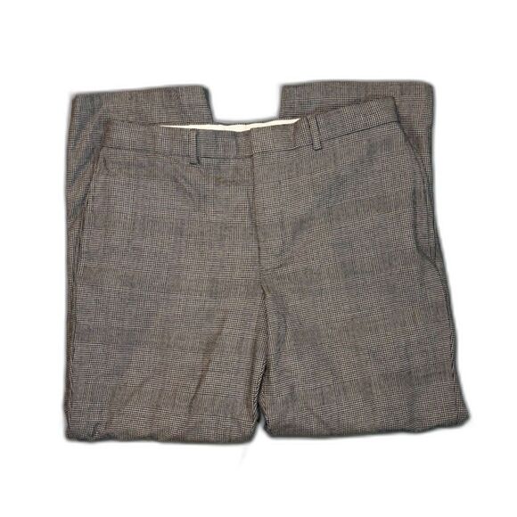 Tommy Hilfiger Men's Wool Stretch Suit Dress Pants Grey Camel Plaid 34 X 30 - Picture 1 of 5
